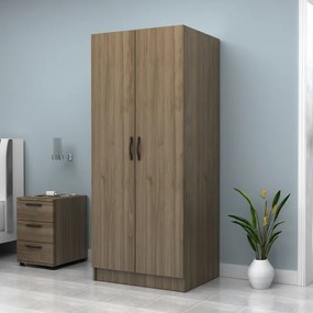 Ντουλάπα ρούχων Vivian Megapap δίφυλλη χρώμα καρυδί 80x51,8x181εκ.