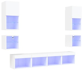 vidaXL Έπιπλα Τοίχου Τηλεόρασης 8 τεμ LED Λευκά από Επεξεργασμένο Ξύλο