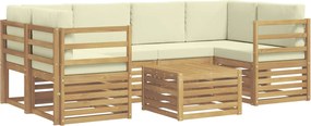 vidaXL Σειρά Καναπέ Εξωτερικού 7 pcs Λευκό και Κρεμ Πολυεστέρας