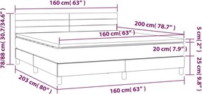 vidaXL Κρεβάτι Boxspring με Στρώμα Μαύρο 160x200 εκ. Υφασμάτινο