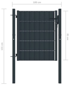 vidaXL Πόρτα Περίφραξης Ανθρακί 100 x 81 εκ. από PVC / Ατσάλι