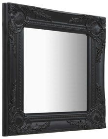 vidaXL Καθρέφτης Τοίχου με Μπαρόκ Στιλ Μαύρος 40 x 40 εκ.