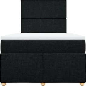 vidaXL Κρεβάτι Boxspring με Στρώμα Μαύρο 120x190 εκ. Υφασμάτινο