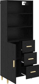 vidaXL Highboard Μαύρη Οξυά 69,5 x 32,5 x 180 εκ Επεξεργασμένο ξύλο