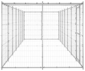 Κλουβί Σκύλου Εξ. Χώρου με Στέγαστρο 16,94 μ² Γαλβ. Χάλυβας - Ασήμι