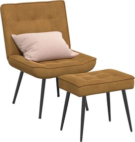 vidaXL Πολυθρόνα Relax Καφέ Βελούδινη με Σκαμπό