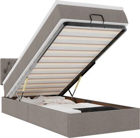 vidaXL Οθωμανικό κρεβάτι με στρώμα Taupe 90x200cm ύφασμα