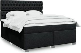vidaXL Κρεβάτι Boxspring με Στρώμα Μαύρο 180x200 εκ. Υφασμάτινο
