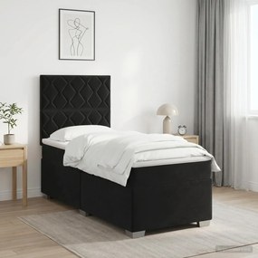 vidaXL Κρεβάτι box spring με στρώμα Μαύρο 80 x 200 cm Βελούδο