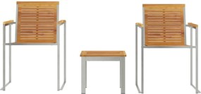 vidaXL Ξαπλώστρα 3 pcs Καφέ Στερεό Ξύλο Τίκ