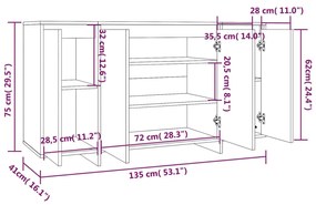 Ντουλάπι Sonoma Δρυς 135x41x75 εκ. Επεξεργασμένο Ξύλο - Μπεζ