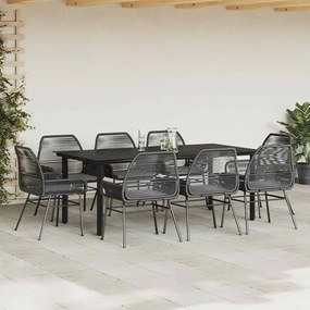vidaXL Σετ Τραπεζαρίας Κήπου 9 τεμ Μαύρο Συνθ.Ρατάν/Γυαλί με Μαξιλάρια