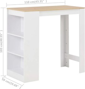 vidaXL Τραπέζι Μπαρ με Ράφι Λευκό 110 x 50 x 103 εκ.