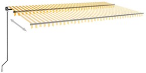 vidaXL Τέντα Συρόμενη Χειροκίνητη με LED Κίτρινο / Λευκό 600x350 εκ.