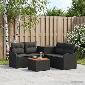 vidaXL Σετ Καναπέ 6 τμχ. Μαύρο 55 x 55 x 37 εκ Πολυ-ρακί και Χάλυβας