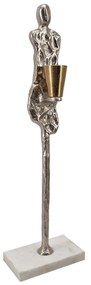 Artekko Figurine Κηροπηγιο με Φιγούρα Μέταλλο Μάρμαρο Ασημί Χρυσό (12.1x7.6x40.1)cm Artekko 86846-DS
