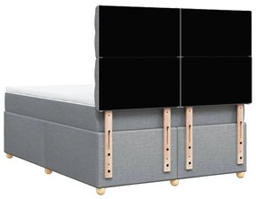 Κρεβάτι Boxspring με Στρώμα Ανοιχτό Γκρι 140x200 εκ. Υφασμάτινο - Γκρι