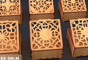 Σετ των 2 Intra απο ξύλο plywood Χρώμα wenge 3mm-4mm πάχος - Διακοσμητικό Ξύλινο Κουτί Δώρου Κοπή Laser Δίασταση 6x6 cm INTRAFABR-114205450