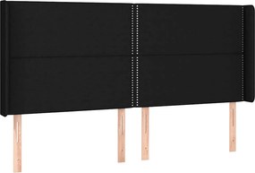 vidaXL Κρεβάτι Boxspring με Στρώμα &amp; LED Μαύρο 160x200 εκ. Υφασμάτινο