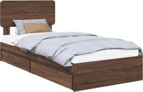 vidaXL Κρεβάτι Αποθήκης Καφέ δρυς 100 x 200 cm Επεξεργασμένο ξύλο