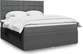 vidaXL Κρεβάτι Boxspring με Στρώμα Σκούρο Γκρι 180x200 εκ Υφασμάτιν