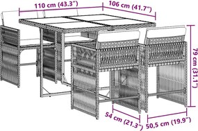 vidaXL Σετ Τραπεζαρίας Κήπου 5 τεμ. Γκρι Συνθ. Ρατάν με Μαξιλάρια