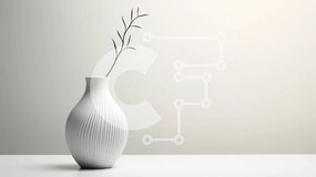 Intra Συλλεκτικό Ξύλινο Παζλ Plywood  4mm - Μοντέρνο λευκό βάζο στο τραπέζι με μονό βλαστό φυτού Σε Ξύλινο Κουτί - Διαστάσεις Puzzle: 10x10 cm – 25 κομμάτια