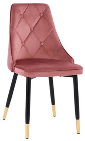 Καρέκλα Fannie HM8701.02 49x53x88Υcm Dusty Pink Σετ 2τμχ Βελούδο, Μέταλλο