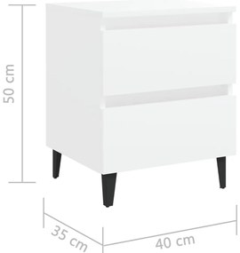 vidaXL Κομοδίνο Λευκό 40 x 35 x 50 εκ. από Επεξ. Ξύλο