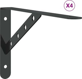 vidaXL Στηρίγματα Ραφιών 4 Τεμ. Ασημί 30x2,5x15,5 Ανοξείδωτο Μαύρο