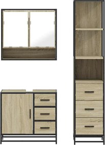 vidaXL Σετ Επίπλων Μπάνιου 3 Τεμαχίων Sonoma Δρυς Επεξεργασμένο Ξύλο