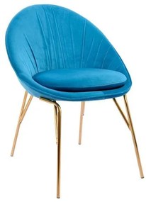 Καρέκλα Kelsey HM8684.07 Blue 60x61x85Υ εκ. Σετ 2τμχ Βελούδο, Μέταλλο