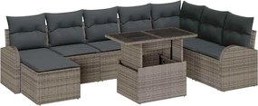 vidaXL Σετ Καναπέ Κήπου με αποθήκευση 9 pcs Γκρι Πολυ ράταν