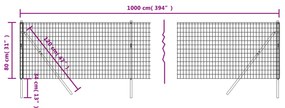 vidaXL Συρματόπλεγμα Περίφραξης Πράσινο 0,8x10 μ. Γαλβανισμένο Ατσάλι