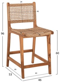 ΣΚΑΜΠΟ ΜΠΑΡ ΜΕ ΠΛΑΤΗ BORIS  ΞΥΛΟ ΤΕΑΚ &amp; ΣΧΟΙΝΙ VIRO VIRO 46x53x96εκ.