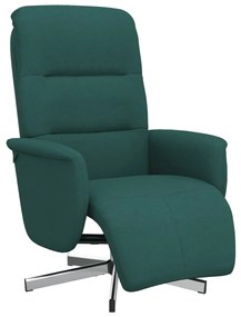 vidaXL Πολυθρόνα Ανακλινόμενη με Υποπόδιο Σκούρο Πράσινο Υφασμάτινη