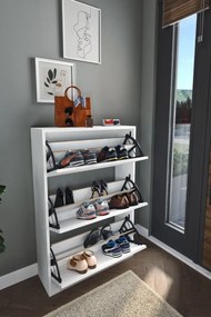 Stewehome Ντουλάπι Παπουτσιών 3 Θέσεων λευκό 73.6x24x110 cm