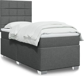 vidaXL Κρεβάτι Boxspring με Στρώμα Σκούρο Γκρι 90x200 εκ. Υφασμάτινο