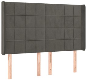 vidaXL Κεφαλάρι με Πτερύγια Σκούρο Γκρι 147x16x118/128εκ.Βελούδινο