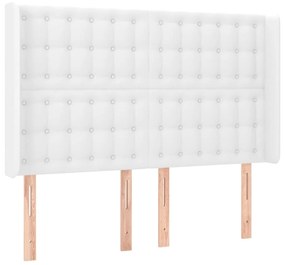 Κρεβάτι Boxspring με Στρώμα &amp; LED Λευκό 140x190 εκ. Συνθ. Δέρμα - Λευκό