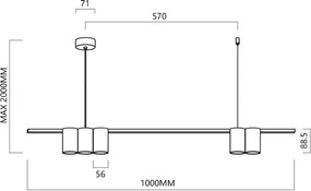 Κρεμαστό Φωτιστικό Ράγα με Σποτ Genesis 100cm Λευκό