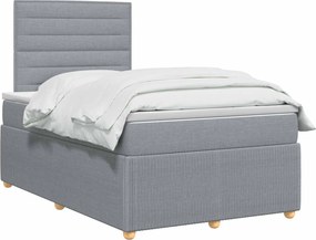 vidaXL Κρεβάτι box spring με στρώμα Ανοιχτό γκρι 120 x 200 cm Ύφασμα
