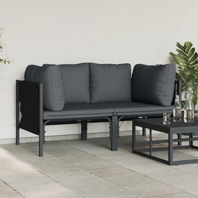 vidaXL Εξωτερικά Έπιπλα με μαξιλάρι με μαξιλάρι 2 pcs Ανθρακί Ατσάλι