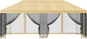 vidaXL Κιόσκι με Πλαϊνές Τοίχους 6 x 3 m Κρεμ Πολυεστέρας και Χάλυβας