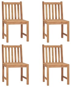 Καρέκλες Κήπου 4 τεμ. από Μασίφ Ξύλο Teak με Μαξιλάρια - Γκρι