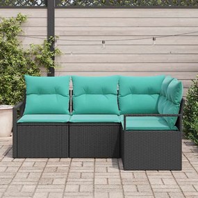 vidaXL Σετ Καναπέ 4 pcs Μαύρο συνθετικό ρατάν