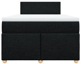 Κρεβάτι Boxspring με Στρώμα Μαύρο 120x200 εκ. Υφασμάτινο - Μαύρο