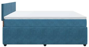 vidaXL Κρεβάτι Boxspring με Στρώμα Μπλε 200x200 εκ. Βελούδινο