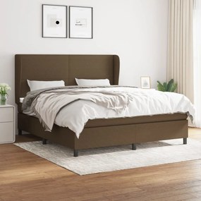 vidaXL Κρεβάτι Boxspring με Στρώμα Σκούρο Καφέ 160x200 εκ Υφασμάτινο