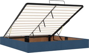 vidaXL Κρεβάτι Ottoman με Στρώμα και LED Μπλε 200 x 200 cm Ύφασμα